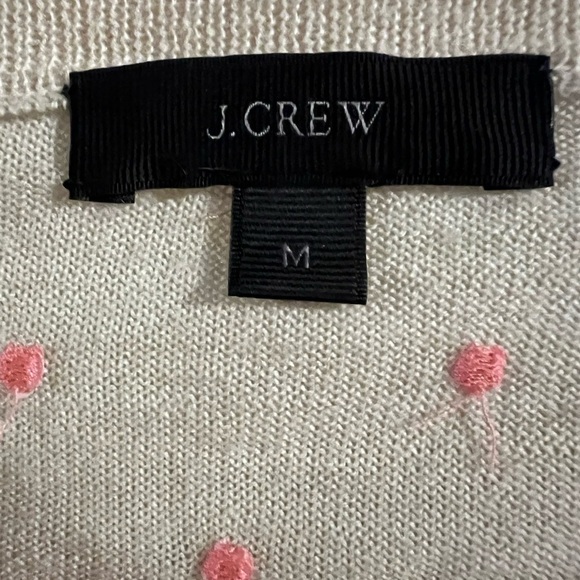 J.Crew Size Medium 100% Wool Pullover Sweater Pink Polkadots, Barbie Girl - Picture 3 of 3